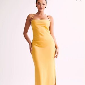 NWT Meshki Yellow Satin Sydney Dress